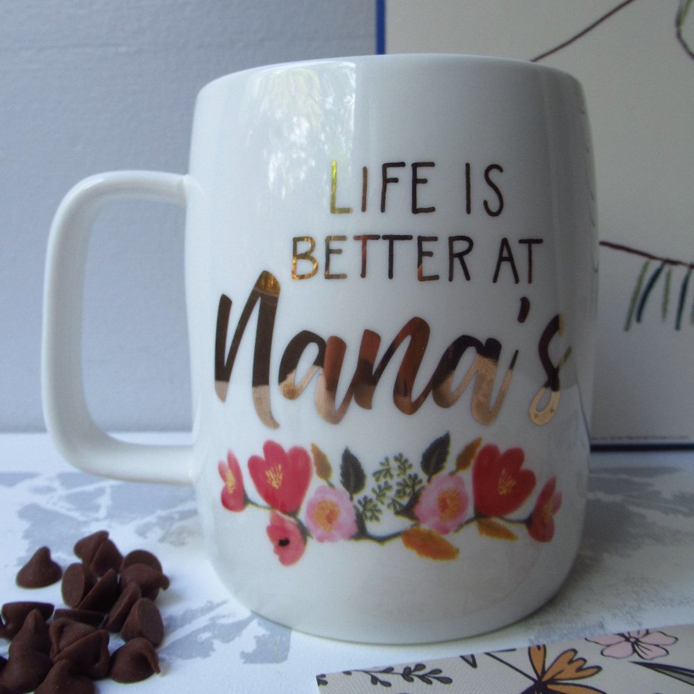 Porcelain Large Mug 22 oz Life is Better at Nana's Grandma Gift Mary Square